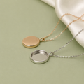 925 Sterling Silver Round Necklace Setting in rose gold and silver – open bezel pendant on cable chain