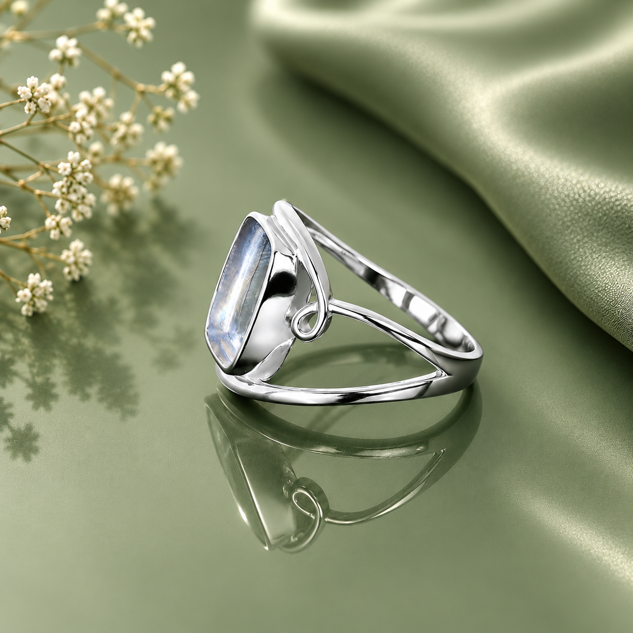 Sterling Silver Statement Ring Setting Blank – 10x12.4mm Cushion Bezel, Open Wire-Wrap Scroll Band