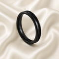 6mm matte black double-groove blank ring setting on cream satin fabric