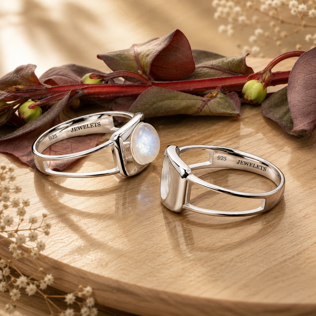 925 Silver Ring Setting Blank – 8mm Round Bezel, Minimalist Open Split Band