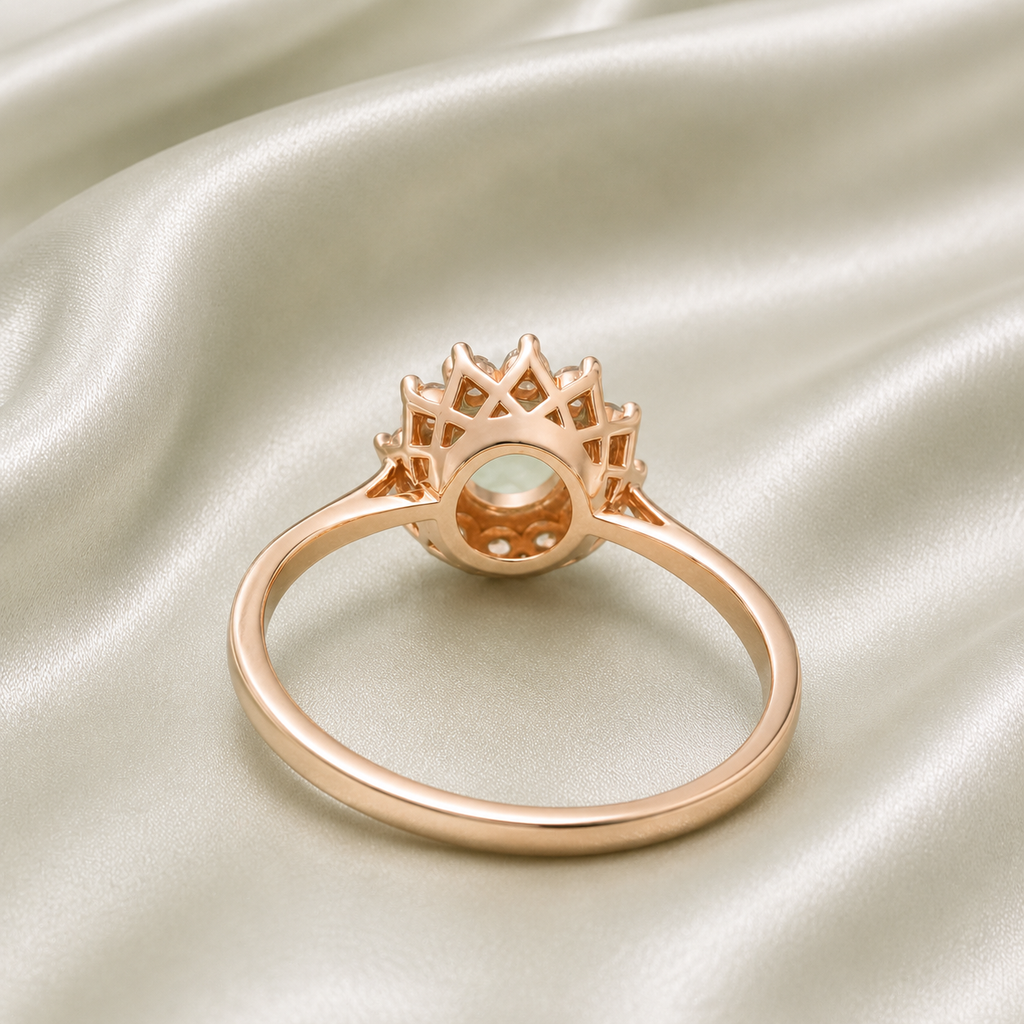 925 sterling silver halo round ring setting top view – CZ halo surround