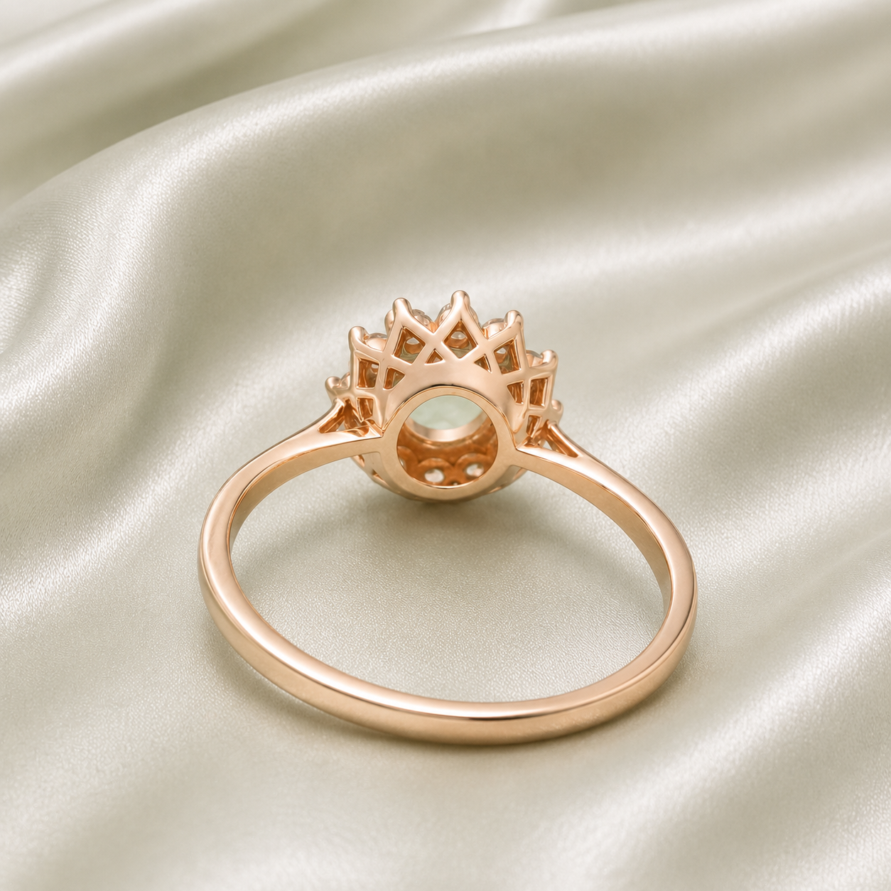 925 sterling silver halo round ring setting top view – CZ halo surround