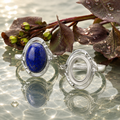 Sterling Silver 10x14mm Ring Setting Blank – Large Oval Bezel, Art Nouveau Leaf & Scroll Frame
