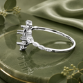 Sterling Silver Ring Setting Blank: 5x7mm Oval, CZ Halo, Vintage Style