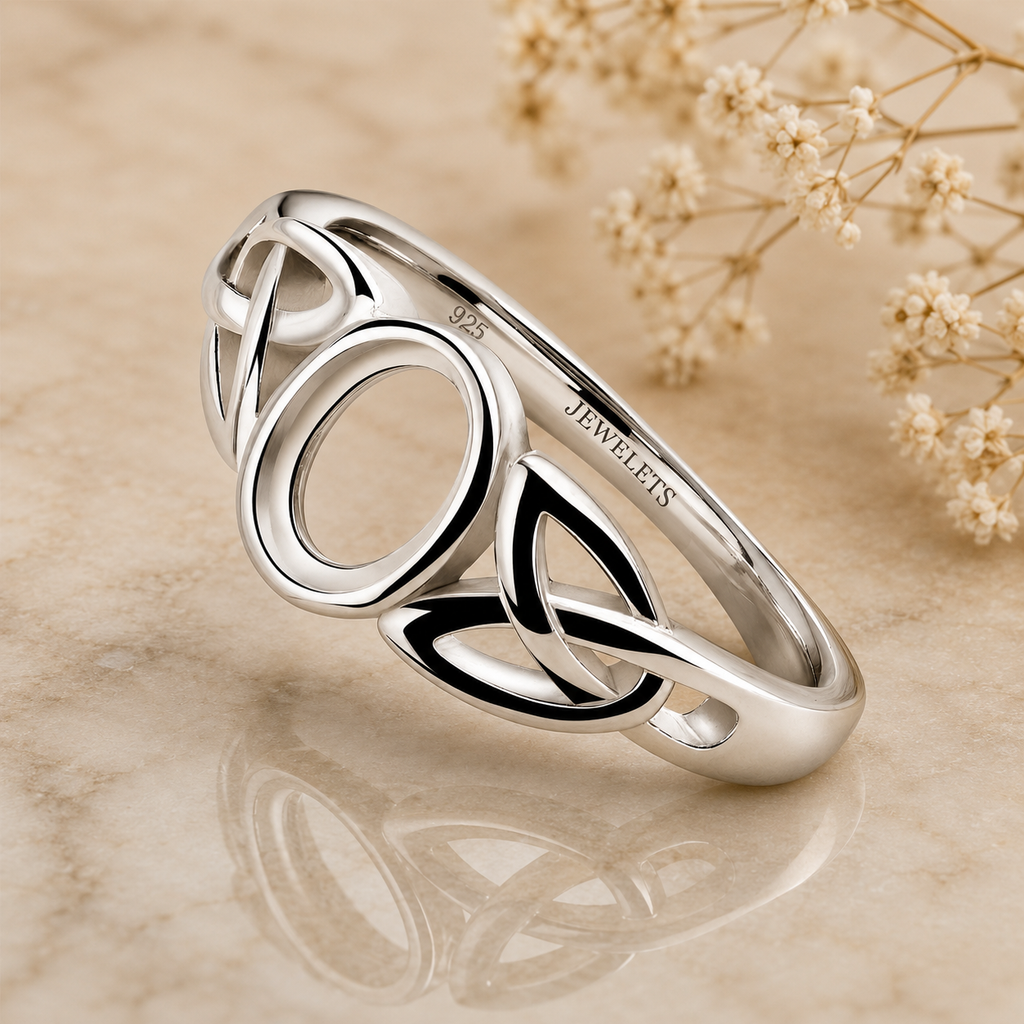 Sterling Silver Celtic Ring Setting Blank, 5x7mm Oval Bezel