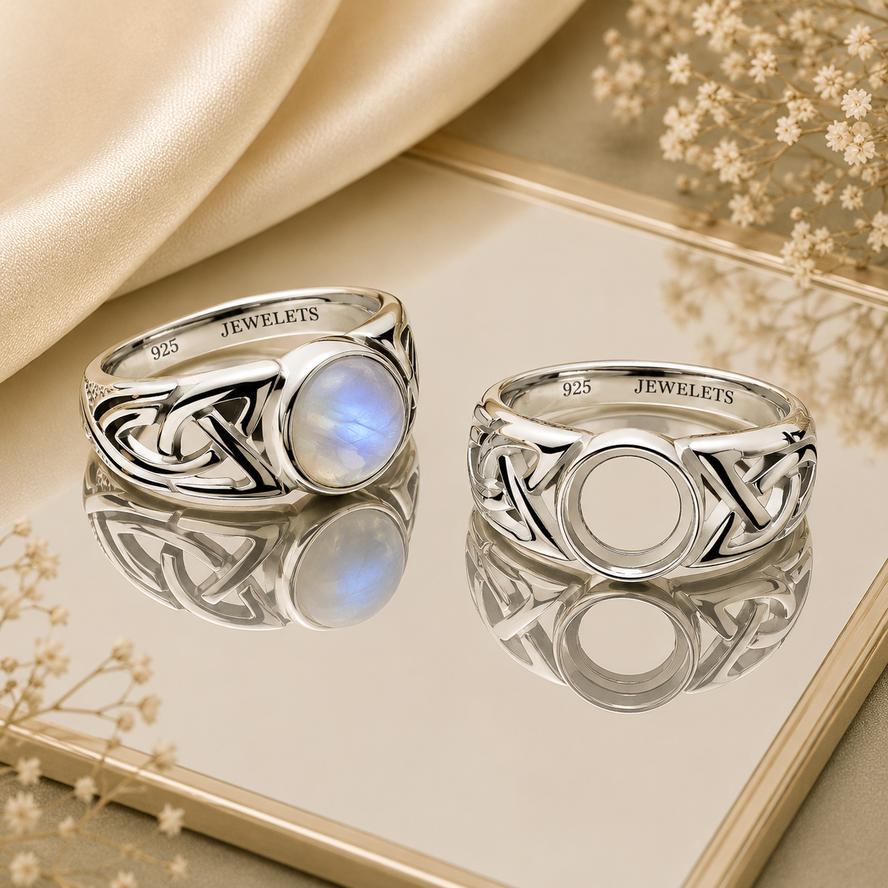 Sterling Silver Celtic Knot 8mm Ring Blank – Round Bezel Setting