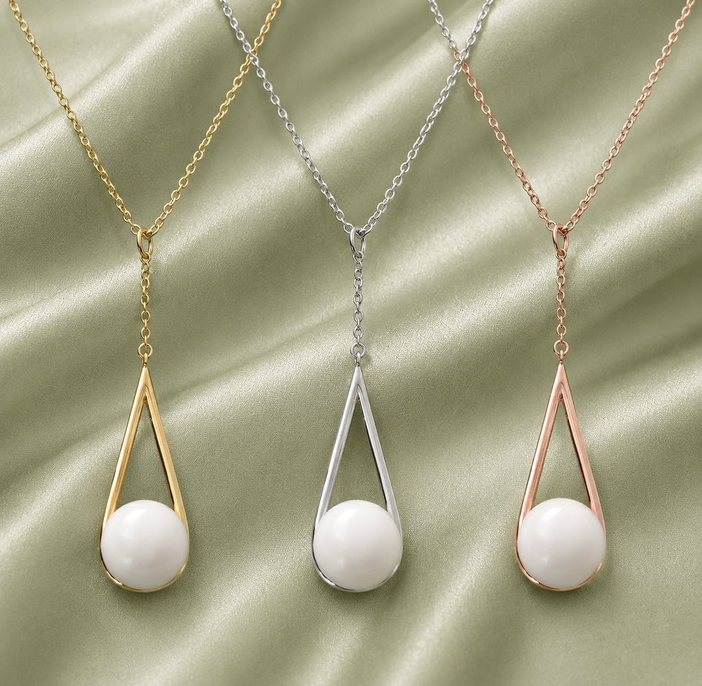 Rose gold teardrop necklace setting with floral accent stone