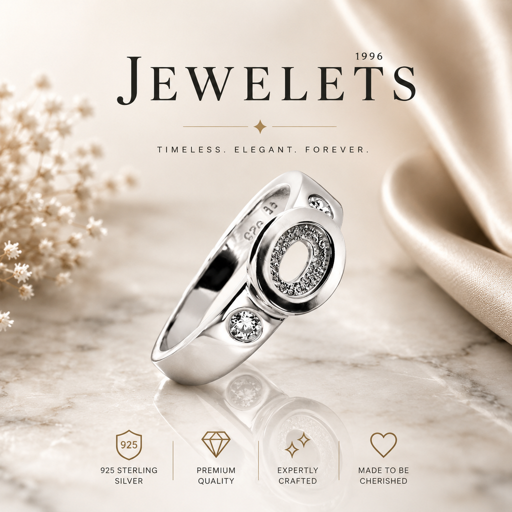 925 Sterling Silver Ring Blank – 5x7mm Oval Raised Bezel, Wide Signet-Style Band, Flush-Set CZ Side Accents, Semi Mount