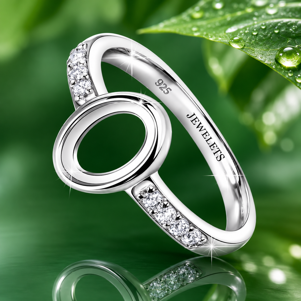 Sterling Silver Ring Setting Blank – 6x8mm Oval Bezel, CZ Shank Mount for Women