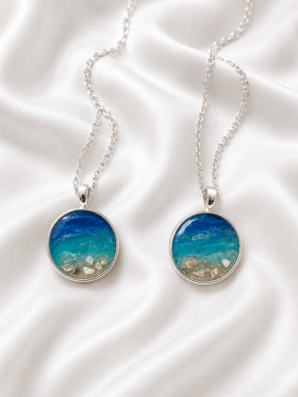 925 Sterling Silver Round Blank Necklace Setting – Keepsake Resin Pendant for Milk, Ashes & Hair