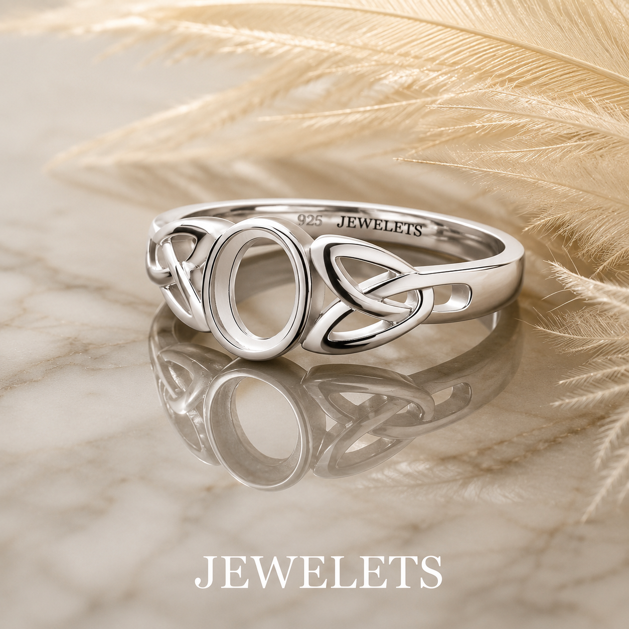 Sterling Silver Celtic Ring Setting Blank, 5x7mm Oval Bezel
