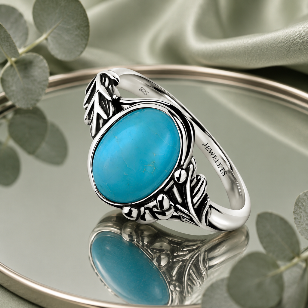 925 Sterling Silver Ring Setting Blank – 8x12mm Oval Bezel, Oak Leaf Bavarian Hunting Style Band
