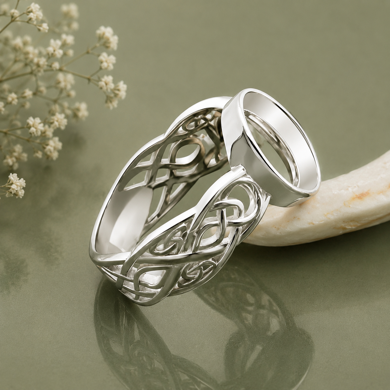 Sterling Silver Ring Setting Blank – 10x8mm Oval Bezel, Bold Celtic Knotwork Band