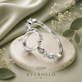 925 Sterling Silver 8x10mm Oval Ring Setting Blank – Rhodium Plated Prong, Marquise CZ Band