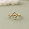 925 Sterling Silver Retro Rhombus Ring Setting in gold – front view