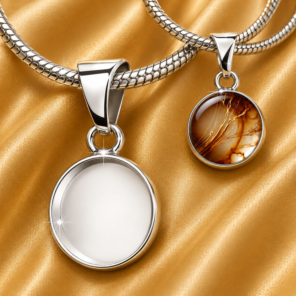 Sterling Silver Pendant Blank – 10mm Round Bezel Cup with Flat Bail, DIY Keepsake Jewelry