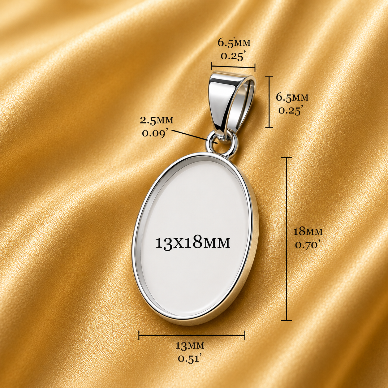 Sterling Silver Oval Bezel Cup Pendant Blank – DIY Keepsake Jewelry Setting (13x18mm)