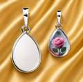 Sterling Silver 10x14mm Pear Pendant Blank – Bezel Cup, DIY Keepsake Jewelry