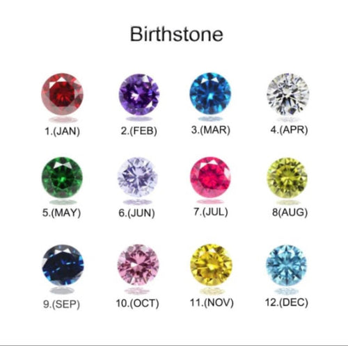 Sterling silver birthstone full band keepsake ring setting with colorful gemstones on satin fabric